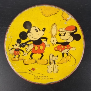 Antique Mickey Minnie Mouse and Pluto canister by Walt Disney