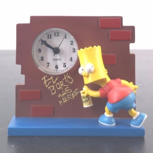 Bart Simpson desk clock with graffiti-style brick wall design
