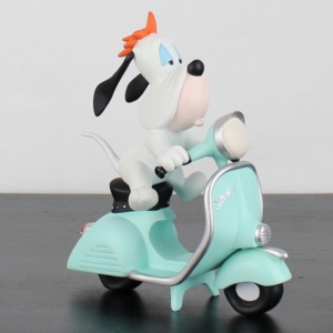 Droopy on a green scooter statue