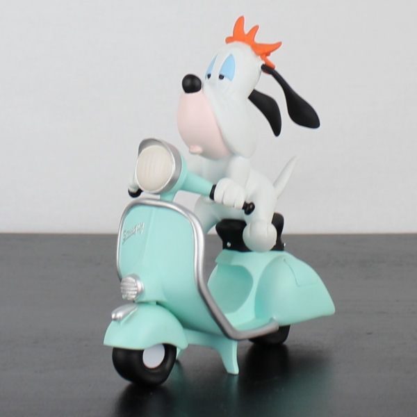 Droopy on a green scooter statue _left front -