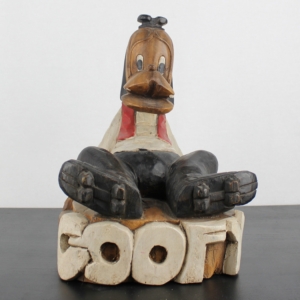 Vintage, wooden statue of Goofy