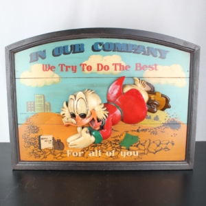 Wooden wall art of Scrooge McDuck in our company we do our best