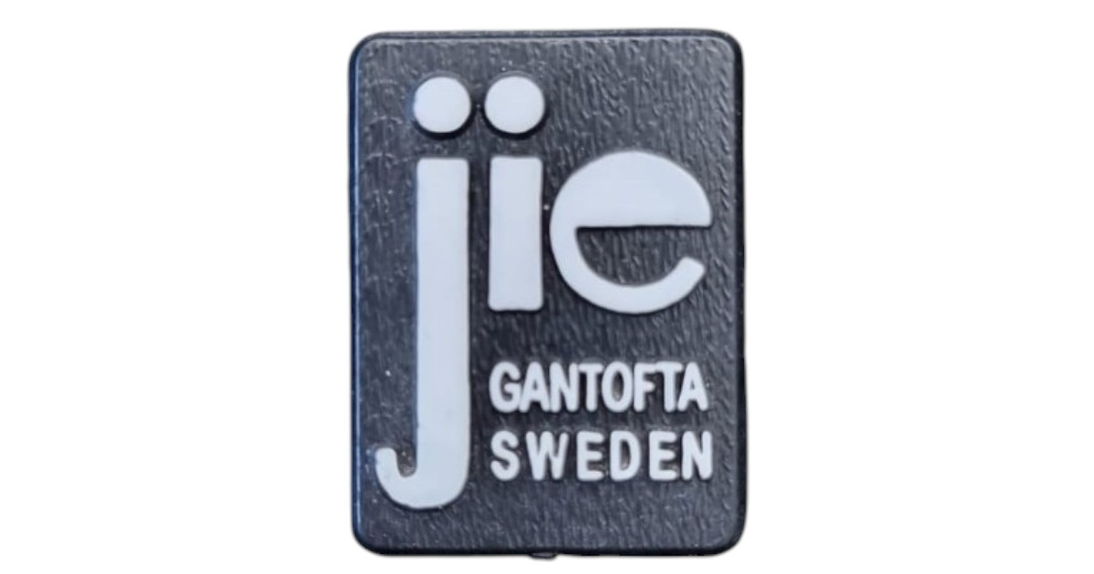 Close-up of the Jie Gantofta Sweden logo used on Jie Art Disney Collection material.
