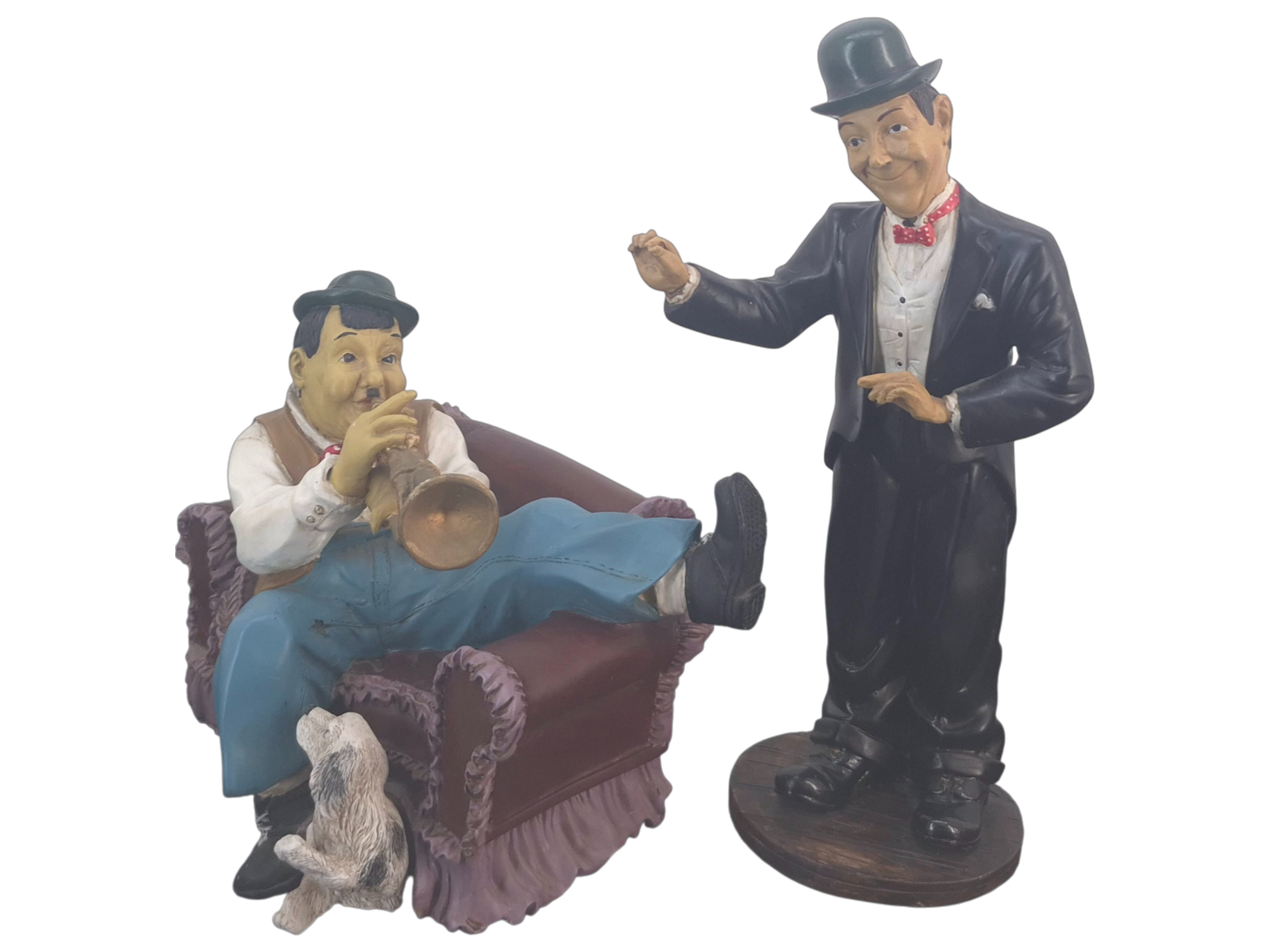 High-quality Laurel and Hardy figurines highlighting facial detail, sculptural accuracy, and expressive character poses