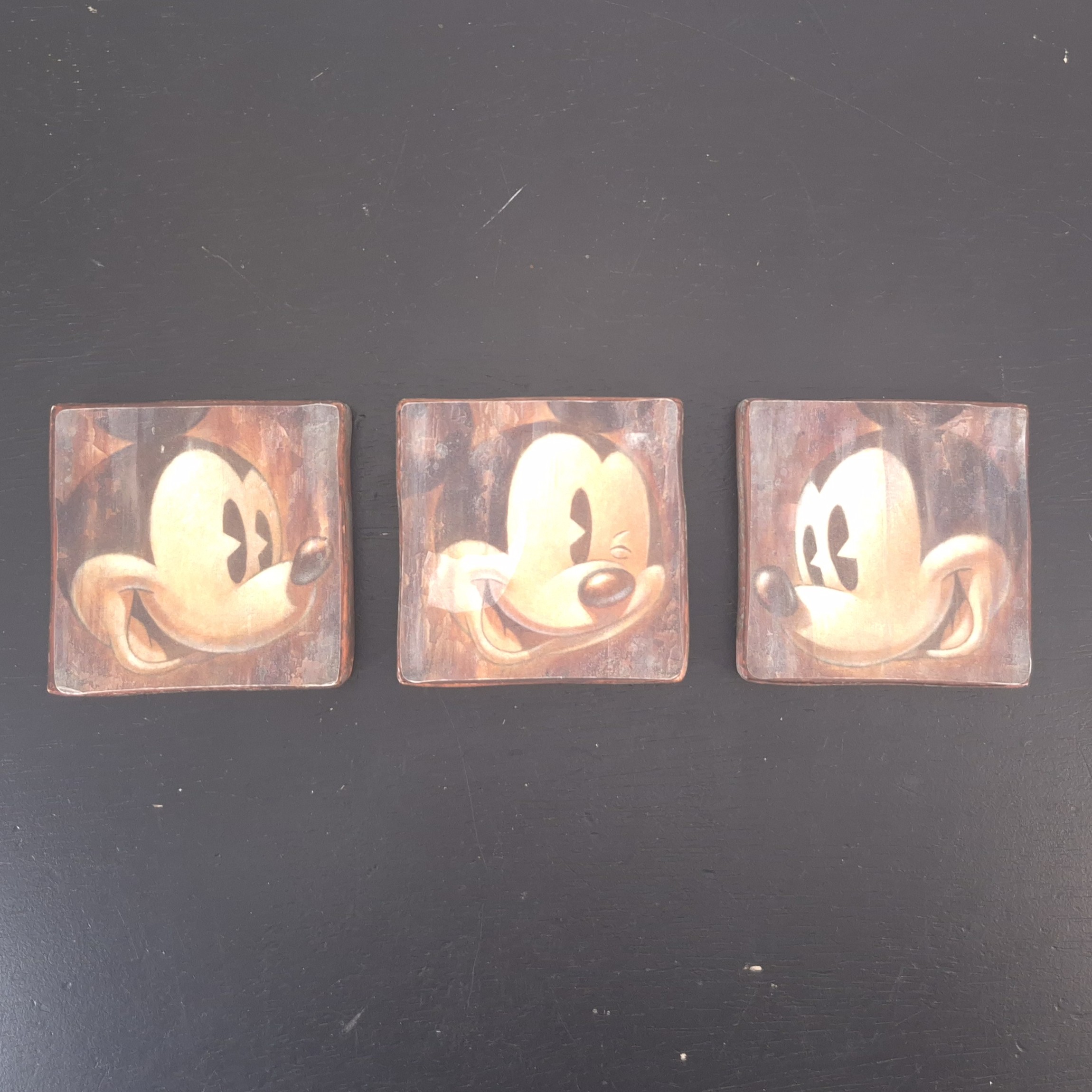 Mickey Mouse Wall Art - Stefan Lindahl - Mickey Mouse face wall art set by Stefan Lindahl with three sepia designs