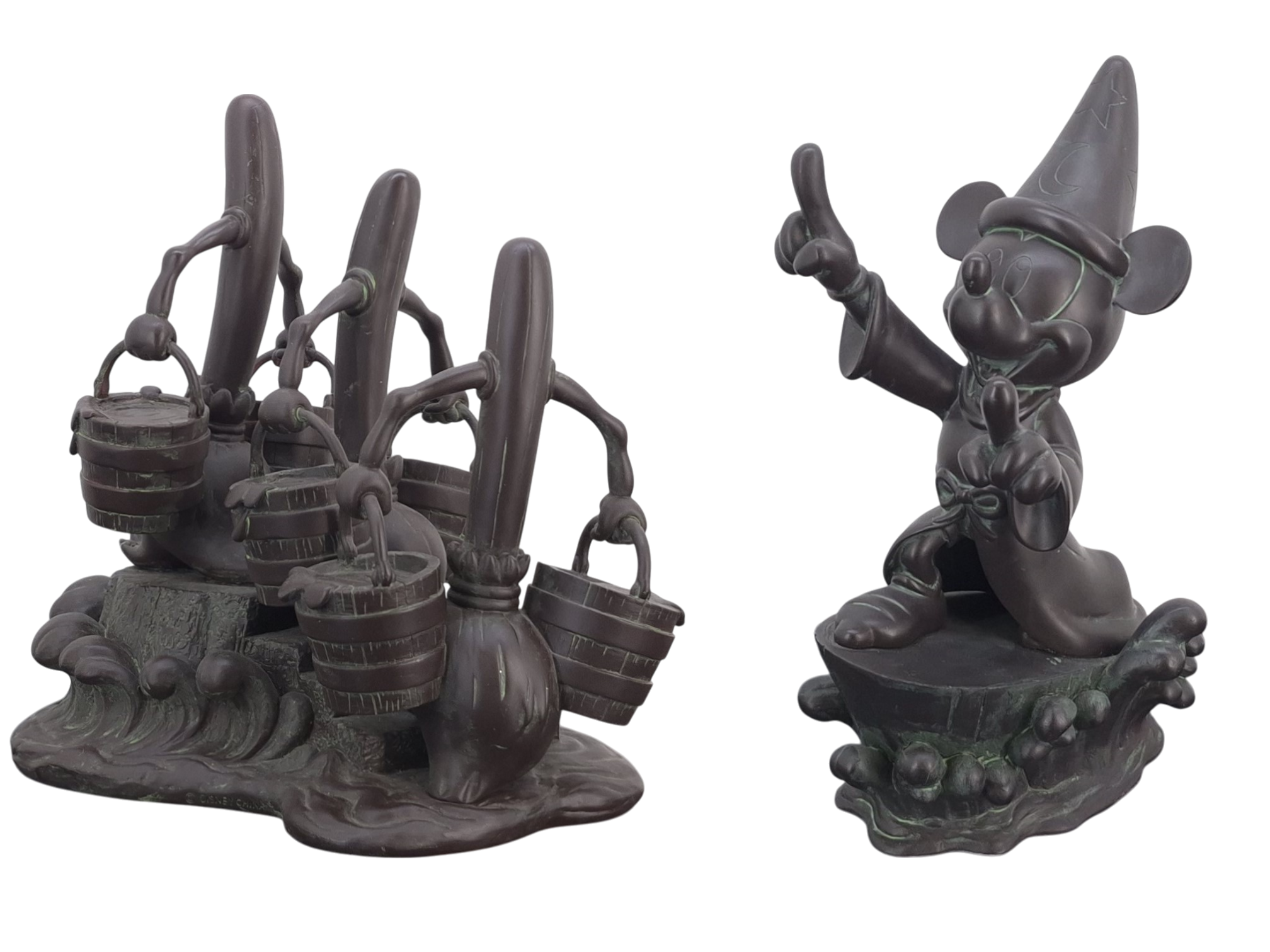 Mickey Mouse as the Sorcerers Apprentice statue and March of the Brooms statue