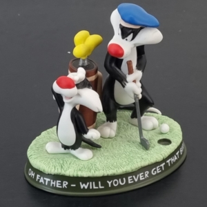 Sylvester and Sylvester jr playing golf figurine