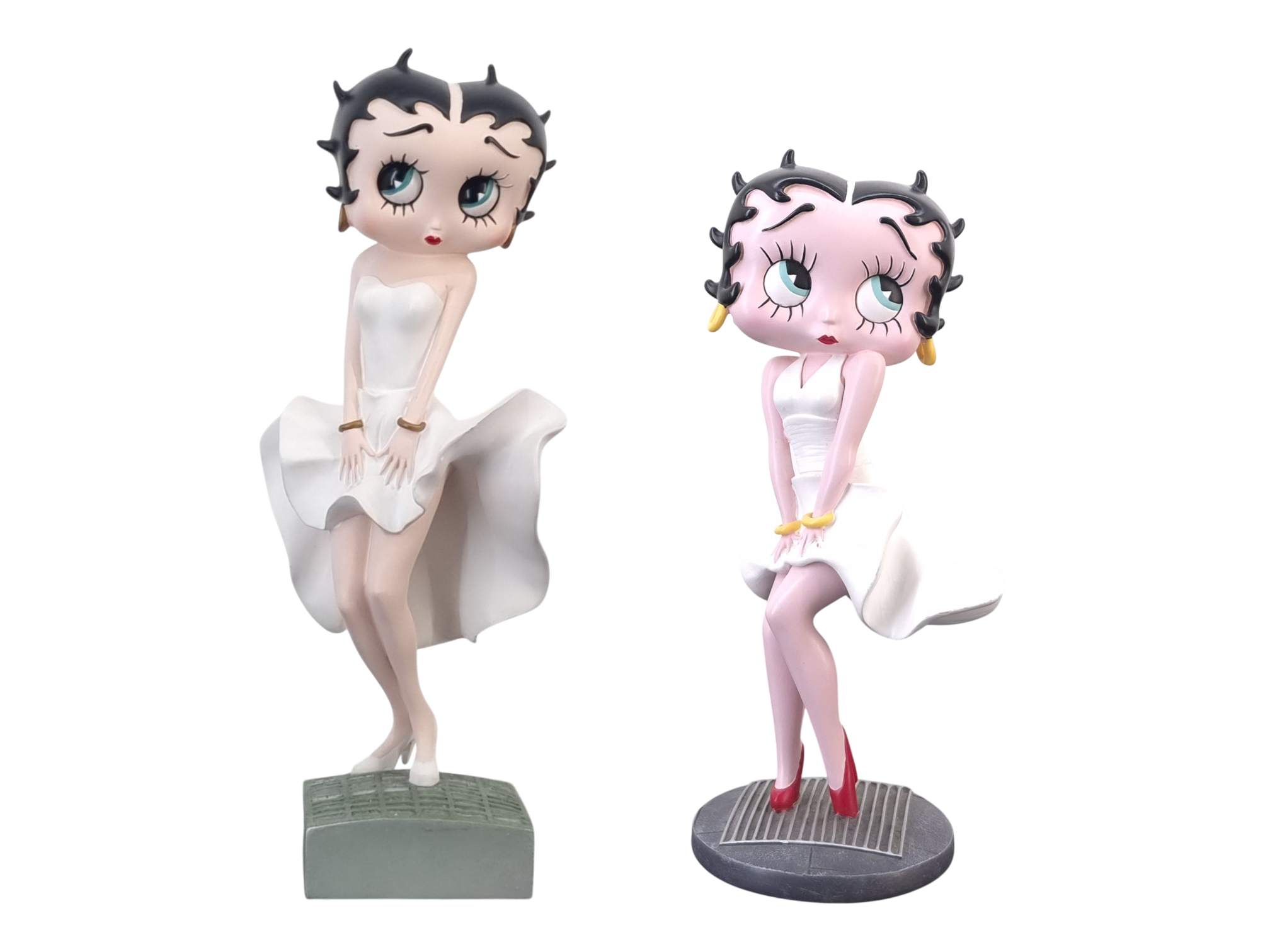 Two Different Versions of Betty Boop as Marilyn Monroe Statue