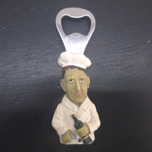 Vintage Laurel and Hardy bottle opener Stanley Laurel chef resin collectible with metal opener