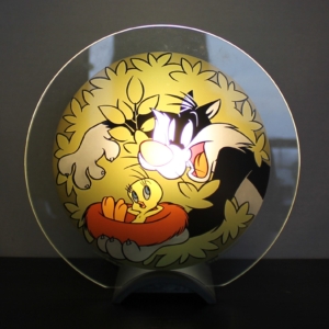 glass sylvester and tweety bird lamp